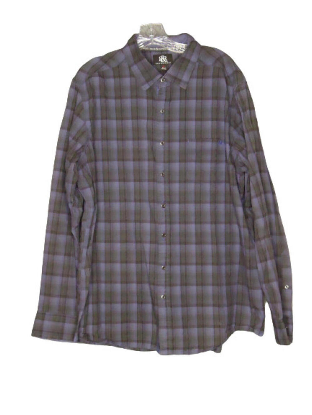 Rock & Republic Button Down Shirt Mens Size XL Blue/Black Long Sleeve Plaid